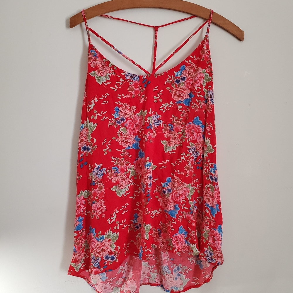 Red Floral Tank Top